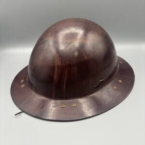 Vintage B.F. McDonald Co. Full Brim Fiberglass Hard Hat With Leather Liner